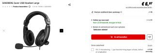 Sandberg Saver USB Headset Large Hoofdband Zwart voor €6,97 bij de Mediamarkt
