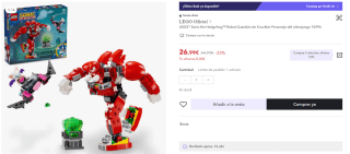 LEGO 76996 Sonic the Hedgehog Robot Guardián de Knuckles por 26,99€ (cuenta nueva por 16,19€)
