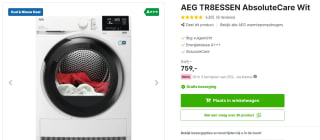 AEG TR8ESSEN 8000 serie AbsoluteCare Warmtepomp Wasdroger 8 kg + €75 ICI Paris XL bon voor €759 @ Expert