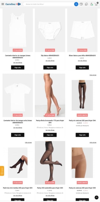 -50% de Descuento en la Segunda Unidad DIM, Playtex, Abanderado. Infantil y Adulto.