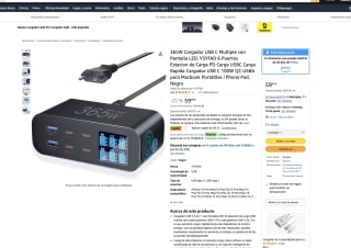 Estación de carga 365W multiple con pantalla LED de 6 puertos por solo 23,90€