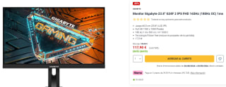 Monitor Gaming Gigabyte G24F 23.8″ IPS 180 Hz USB 3.2 por 117,90€