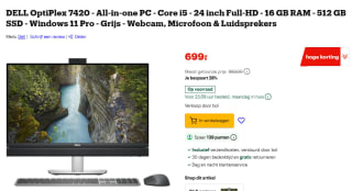 Dell OptiPlex 7420 DYCN8 24" Core i5 all-in-one PC voor €699 bij Bol