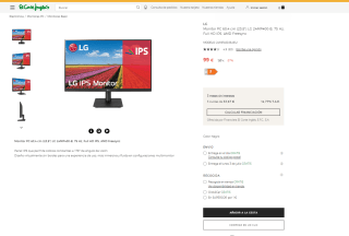 Monitor PC 60,4 cm (23,8") marca LG modelo 24MP400-B, 75 Hz, Full HD por 535€