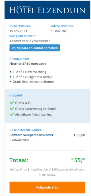 Fletcher overnachting inclusief uitgebreid ontbijt voor €27,50