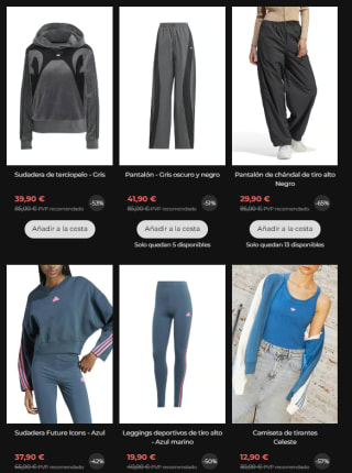 Rebajas hasta 70% descuento ropa y calzado Adidas