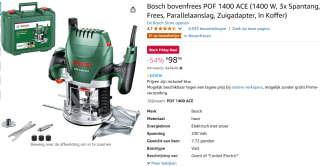 Bosch bovenfrees POF 1400 ACE 1400 W voor €98,99 bij Amazon