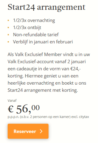 €24 Korting op Van der Valk Hotel Arrangement als Exclusief Member