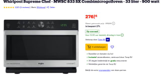 Whirlpool Supreme Chef - MWSC 833 SX Combimicrogolfoven voor €276,24 bij Bol