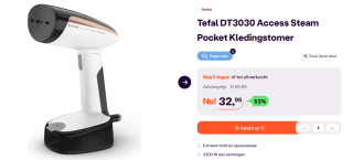 Tefal DT3030 Access Steam Pocket Kledingstomer met ruim 50% korting bij iBood