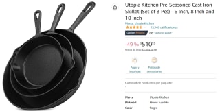 Pack 3 Sartenes de Hierro Fundido a $570.94 en Amazon
