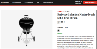 Barbecue à charbon Master-Touch GBS E-5750 Ø57 cm à 309€