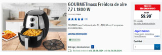 Freidora de aire 7,7 L 1800 W GOURMETmaxx por 59.99€