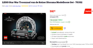 LEGO Star War Troonzaal van de Keizer Diorama Modelbouw Set voor €59,90 bij Bol.com