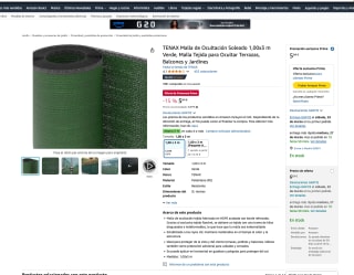 Malla de ocultación 100x300cm TENAX a tan solo 5,84€