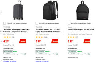 Tot 50% korting op rugtassen en reisbagage bij Bol
