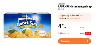 Capri Sun sinaasappelsap 10x20 cl voor €2,93 bij Colruyt