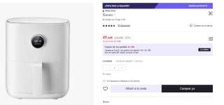 Freidora Mi Smart Air Fryer 3.5L por 49.46€ (Cuenta Nueva 37.46€)