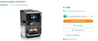Siemens EQ.700 Volledig automatisch Combinatiekoffiemachine 2,4 l voor €1.299 bij Artandcraft