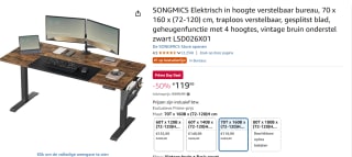 SONGMICS In hoogte verstelbaar bureau voor €119,99 met Amazon prime