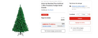 Arbol de navidad Frondoso 1.8m verde por $690 en Elektra