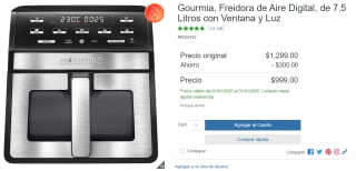 Freidora de Aire Digital Gourmia 7.5L por $999 | Descuento Costco