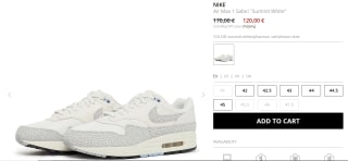 NIKE Air Max 1 Safari "Summit White" voor €120 bij Solebox