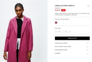 Abrigo de paño abierto por 15,99€