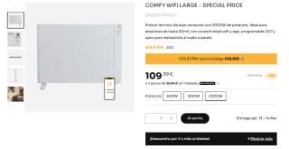 Mellerware Emisor Térmico Comfy! 2000W WIFI por 99€