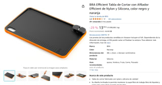 BRA Efficient Tabla de Cortar con Afilador Efficient de Nylon y Silicona, color negro y naranja por 13,99€