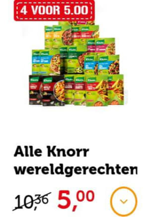Knorr wereldgerechten 4 stuks voor €5,00