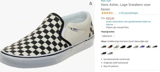 Vans Asher Checkers Slip-On schoenen voor €25,81 bij Amazon.nl
