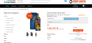 Johnnie Walker Blue Label Whisky Escocés Estuchado 40% Vol, 70cl por solo 149€