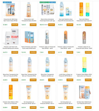 5€ de descuento por la compra de 2 productos Fotoprotector Isdin