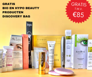 Gratis Discovery bag t.w.v. 85 EUR Bio en Hypo beauty producten