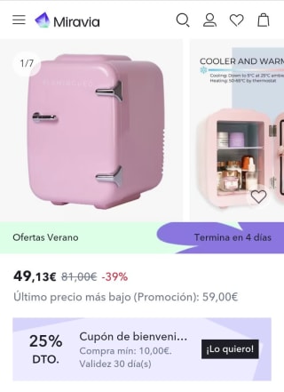 Flamingueo Mini Frigorifico - 4L Nevera Pequeña por 36,85€