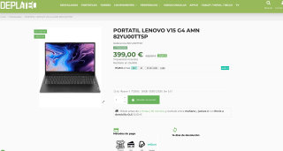 Portátil Lenovo V15 G4 AMN 82YU00TTSP 15.6 Ryzen 5 7520U 16GB SSD512GB por 399€