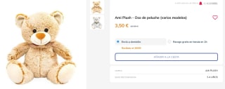 Oferta amantes de peluches desde solo 3,50€