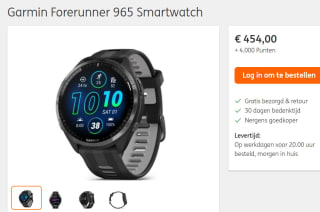Garmin Forerunner 965 zwart voor €454 + 4.000 ING rentepunten