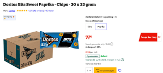 Doritos Bits Zero's Sweet Paprika Chips 30 x 33gr voor €7,24 bij Bol