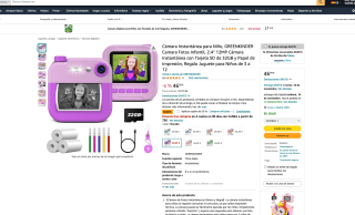 Cámara Instantánea GREENKINDER Infantil 2.4" 12MP por solo 24,50€