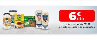 -6€ de Descuento directo por compra de 15€ en Carrefour.