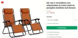 Set van 2 verstelbare Lira relaxstoelen voor €50,70 bij Exterioo