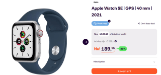 Apple Watch SE 2021 - Smartwatch dames en heren - 40mm voor €189,95 bij Ibood