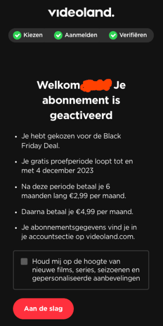 6 maanden Videoland (basis) voor €2,99 p/m [BLACKFRIDAY]