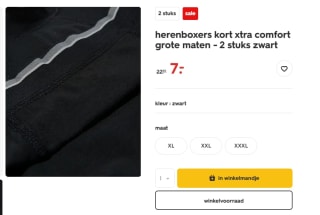 herenboxers kort xtra comfort grote maten - 2 stuks zwart voor €7 bij de Hema