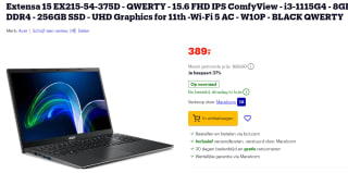 Acer Extensa 15 EX215-54-375D laptop voor €389 bij bol.com