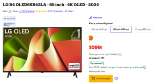 65 Inch LG OLED OLED65B42LA (2024) TV voor €1.099 bij Bol