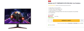 Monitor LG 27" 27MP60GP-B IPS FHD 60Hz 1ms FreeSync por 89,79€