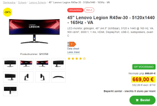 Lenovo Legion R45w-30 voor €669 bij Proshop
